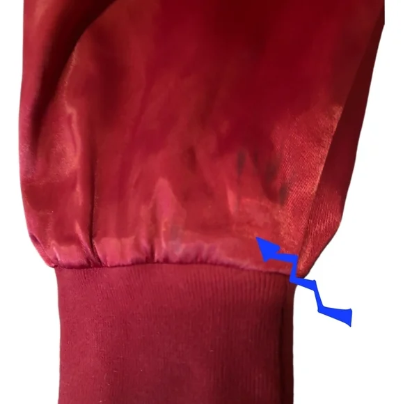 HOTEL 1171 | Red Satin Varsity Bomber Jacket | Back Graphic | Size L - Picture 10 of 10